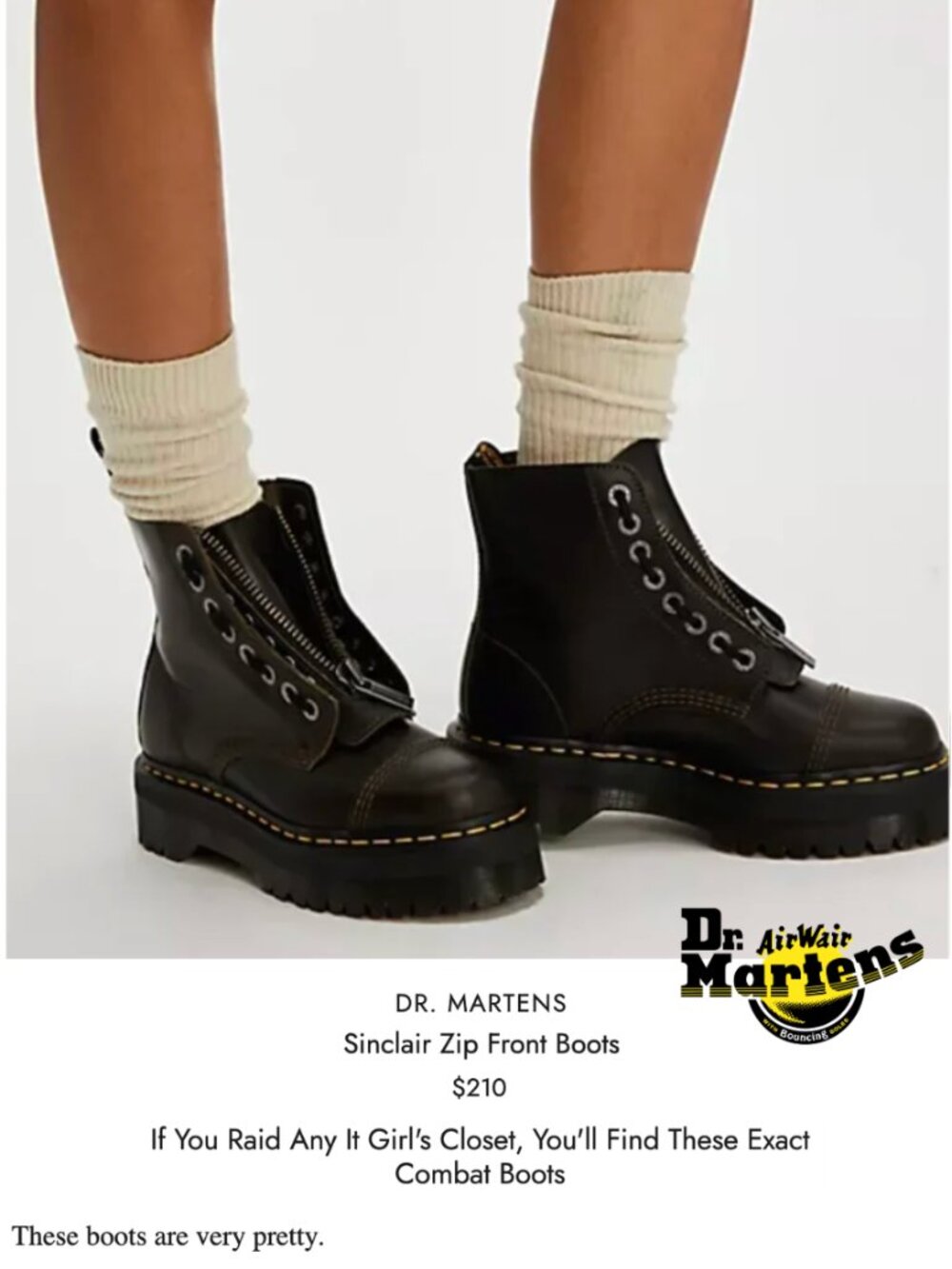 Dr. Martens Sinclair Platform Zip Front Boots Orleans Dark Taupe EU 39 US 8/8.5